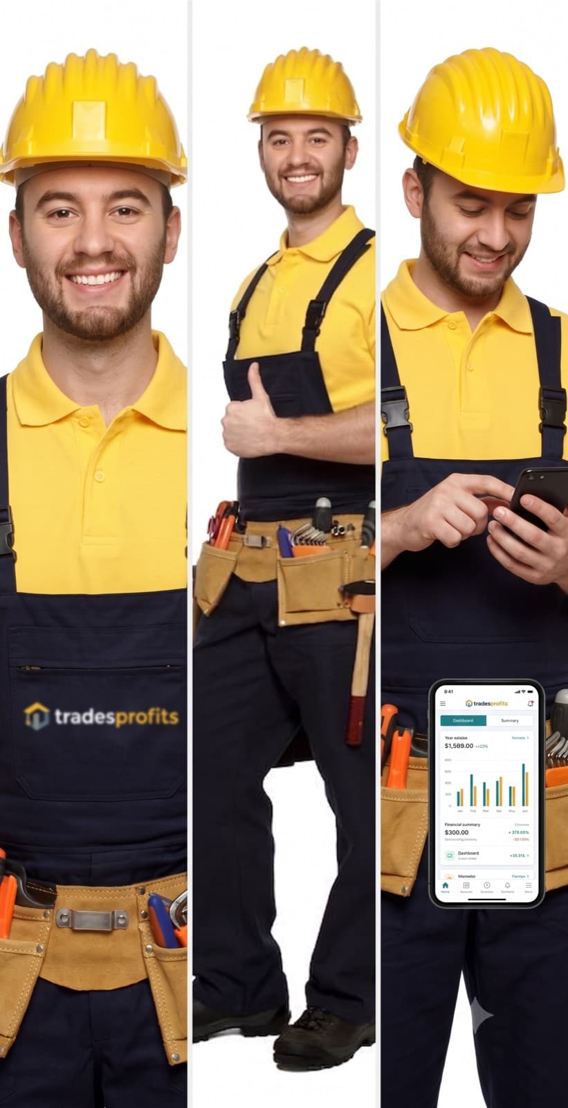 Trade worker using TradeProfit on a phone